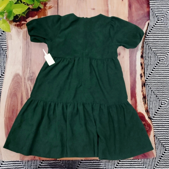 NWT BLACK TAPE Baby Doll Corduroy Drop Waist Emerald Green Dress - Picture 3 of 13